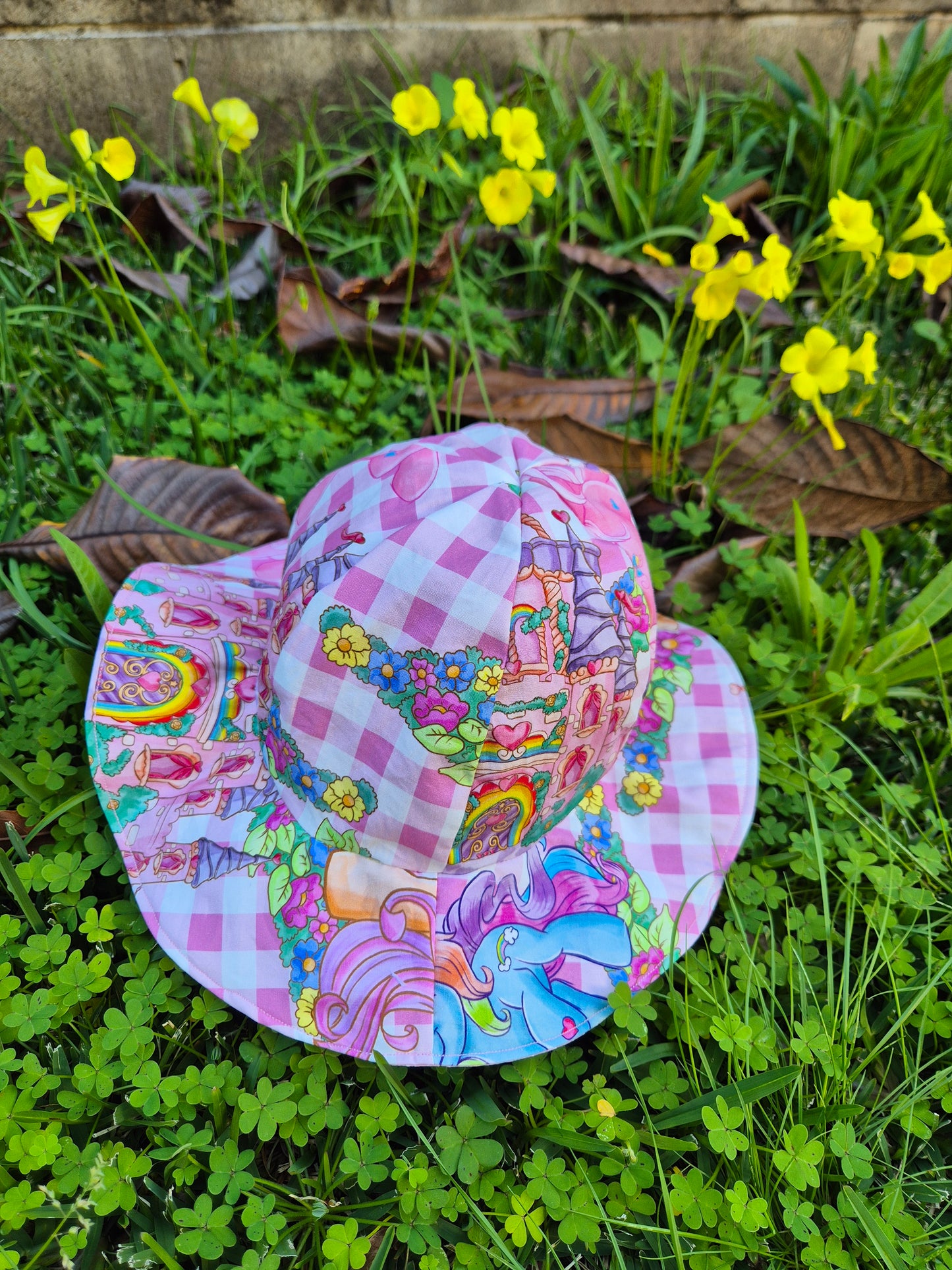 *REVERSIBLE SUN HAT - PINK GINGHAM MLP