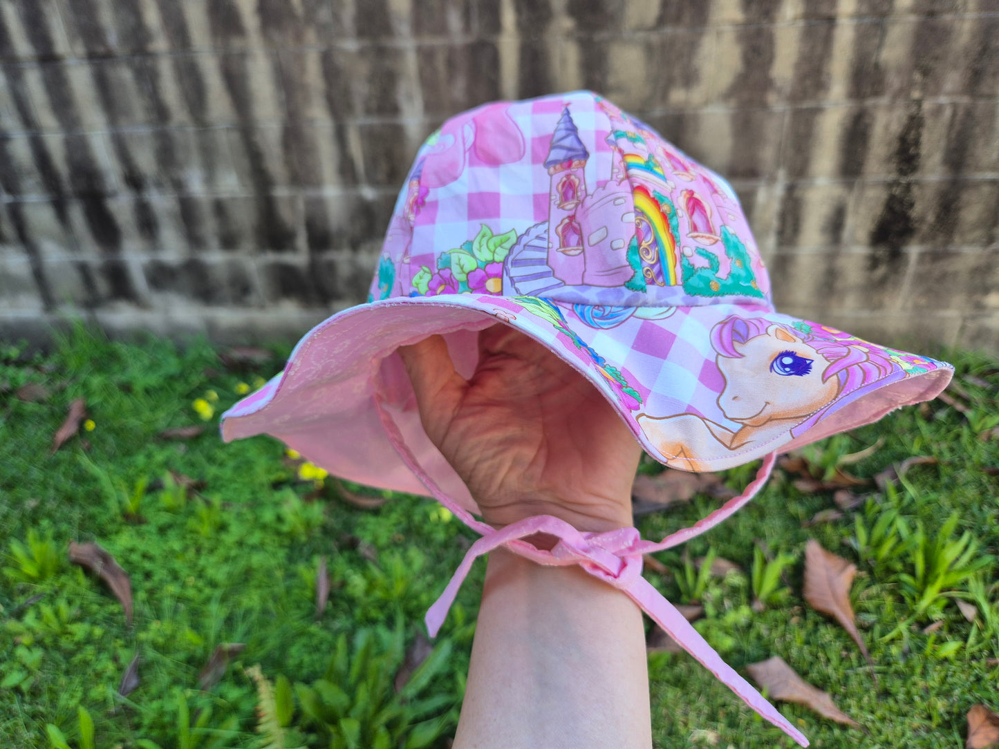 *REVERSIBLE SUN HAT - PINK GINGHAM MLP