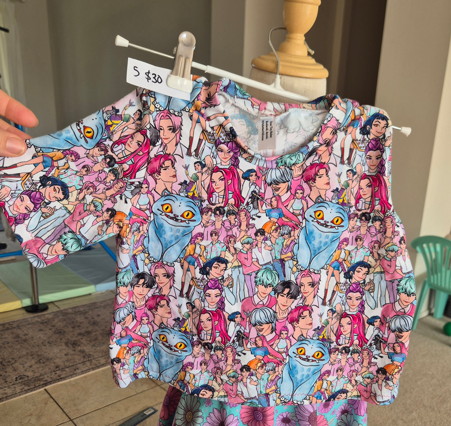 Size 5 cropped tee, handmade - 95%cotton
