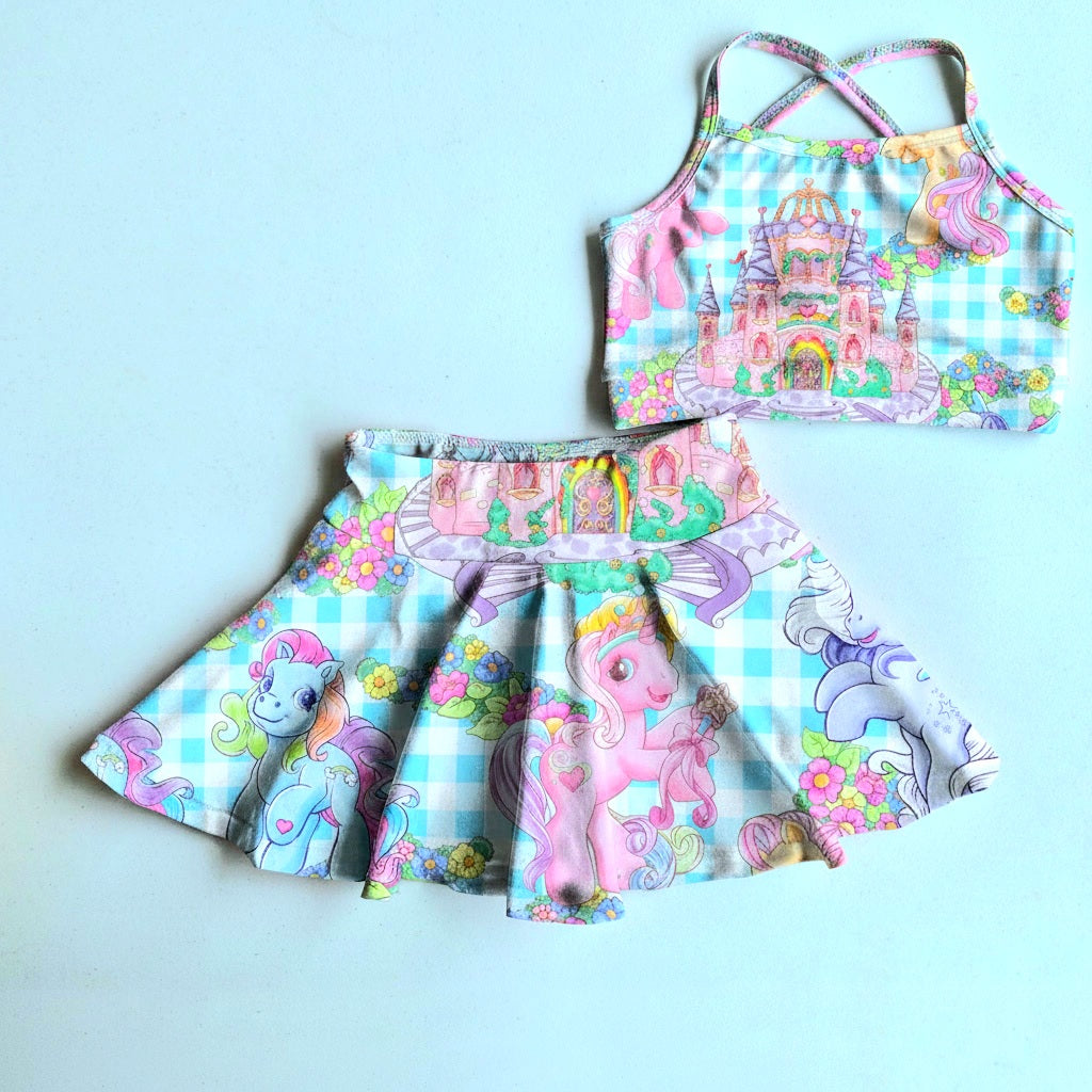Gymnastics/dance crop and circle skirt with built-in shorts - 95%cotton *6-8WEEK TAT