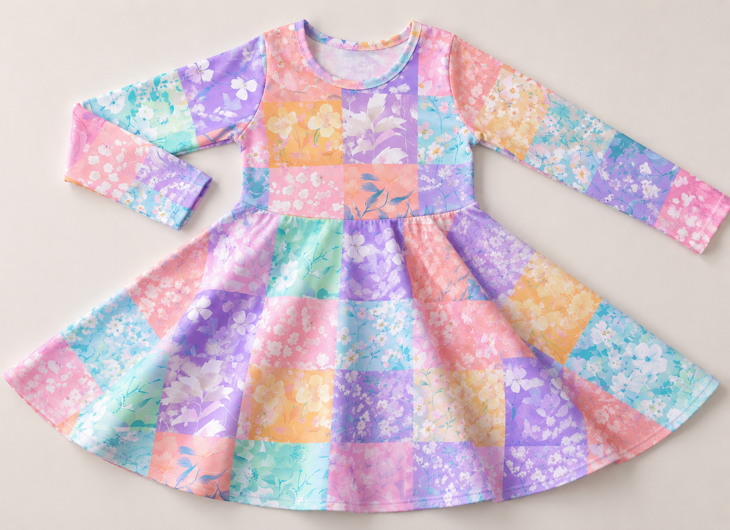 Long sleeve dress, full circle skirt -95%cotton *6-8WEEK TAT