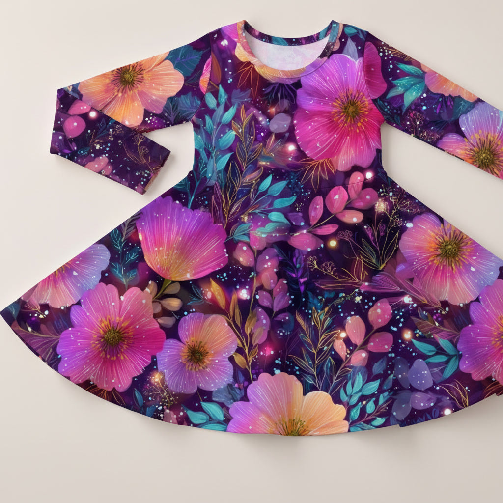 Long sleeve dress, full circle skirt -95%cotton *6-8WEEK TAT