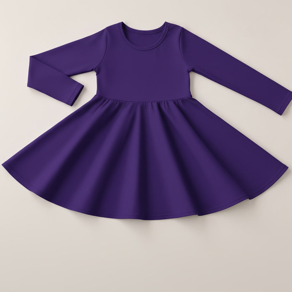 Long sleeve dress, full circle skirt -95%cotton *6-8WEEK TAT