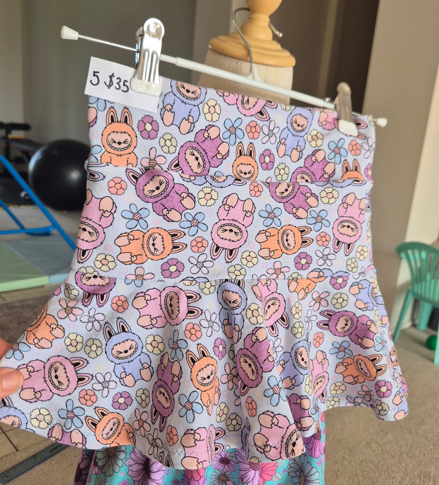 Size 5 skort, labubu handmade - 95%cotton