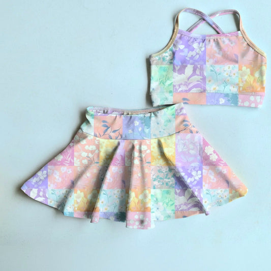 Gymnastics/dance crop and circle skirt with built-in shorts - 95%cotton *6-8WEEK TAT