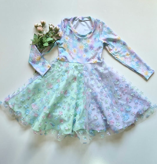 Pastel Bloom dress, paneled skirt size 6